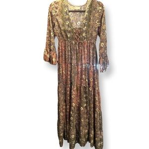 Bowmo long boho flower print dress